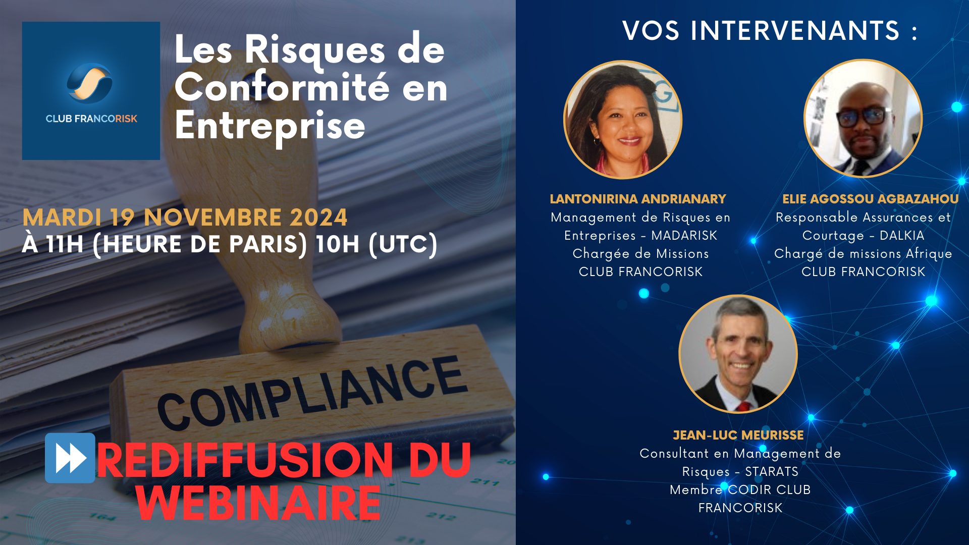 Déroulé du Webinaire sur les risques de conformité en entreprise
